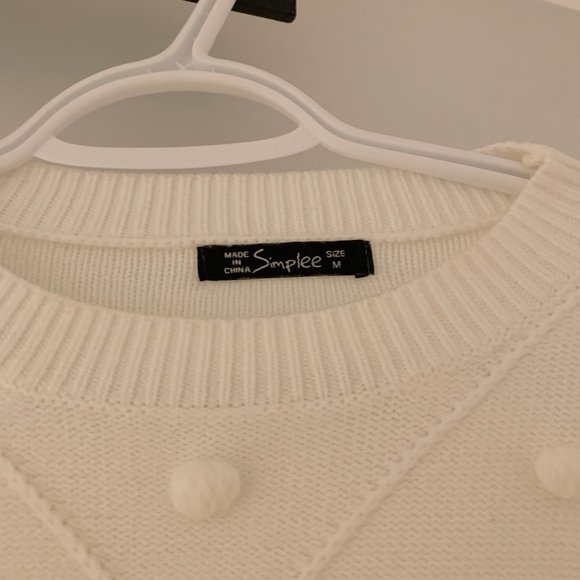 Simplee White Dotted Sweater Knit Cream Size Medium - Picture 3 of 4